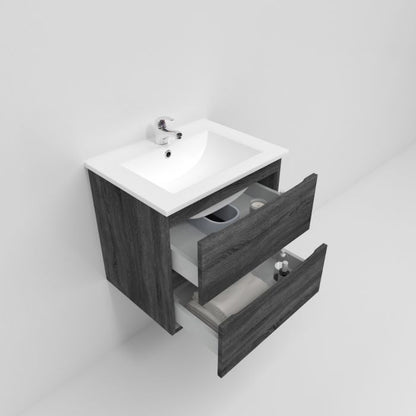 Wall Hung Bathroom Vanity White Oak Wood Grain