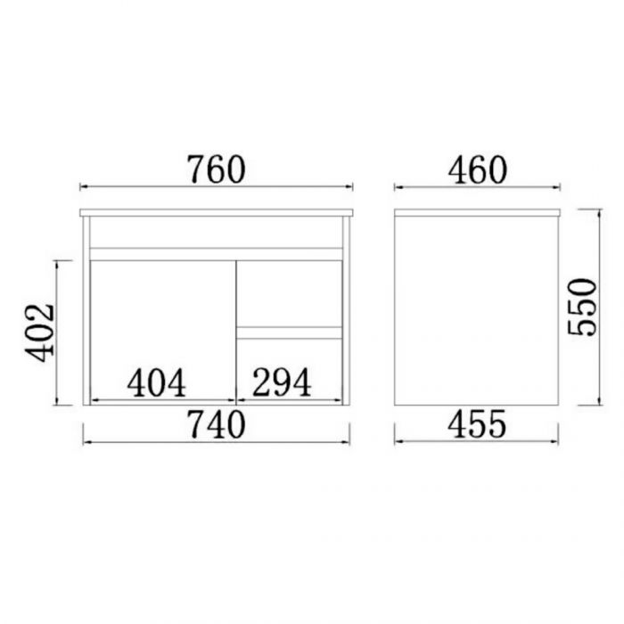 750*460*525mm Polywood Concrete Grey Wall Hung Bathroom Vanity (Cabinet Only)