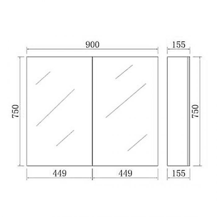 Evie 900L*750H*155Dmm Oak Bathroom Shaving Cabinet Mirror Medicine Cabinet 2 Doors