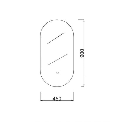 Certified Refurbished 450x900mm Oval 3 Color Backlit LED Mirror Makeup Mirror