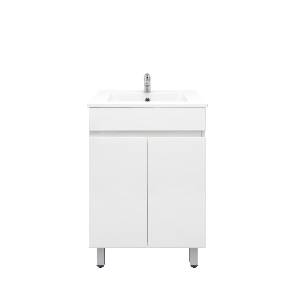 600L*850H*460DMM Gloss White MDF Bathroom  Vanity 2 Doors Free Standing