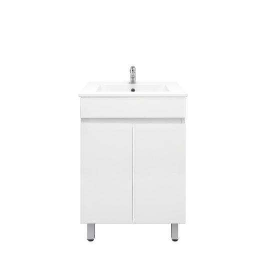 600L*850H*460DMM Gloss White MDF Bathroom  Vanity 2 Doors Free Standing