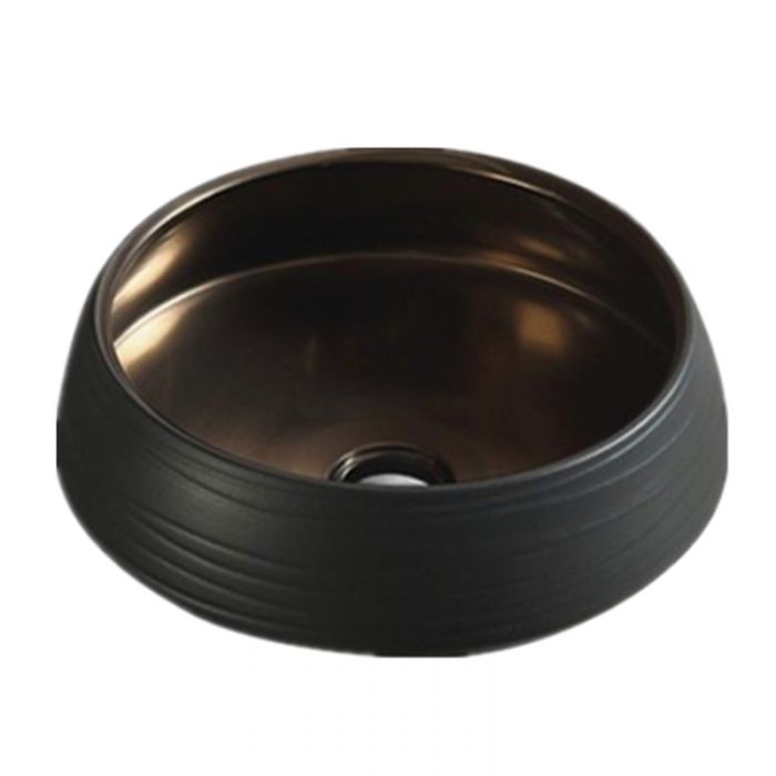 435*435*145mm Above Counter Basin Matte black and copper Waste: 32mm Non Overflow