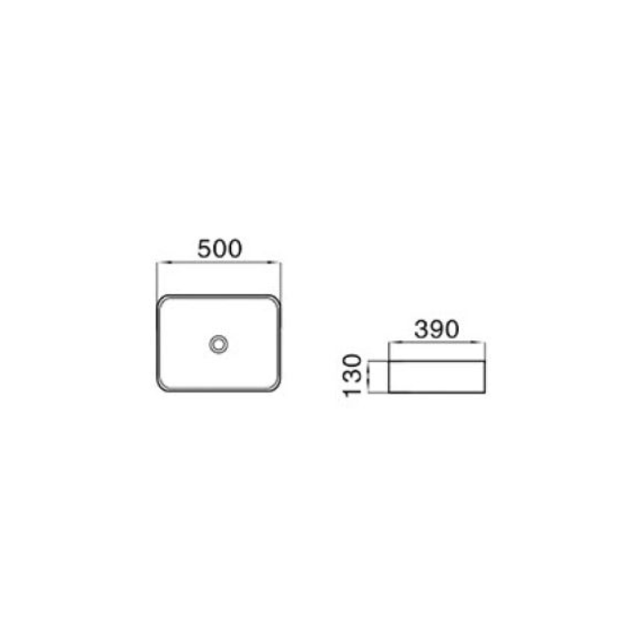 500*390*130mm Above Counter Basin Matte White Carrara Waste: 32mm Non Overflow