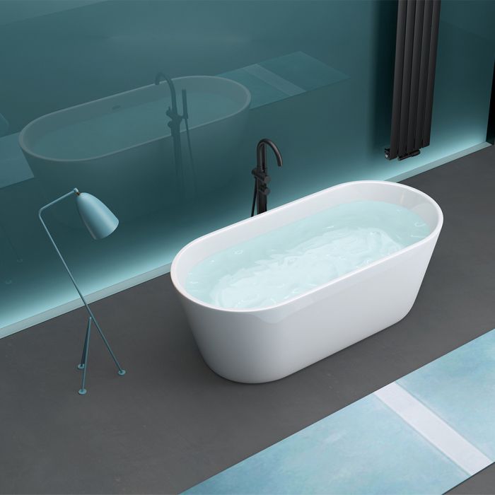 1700MM Oval Gloss White Acrylic Free Standing Bathtub No Overflow