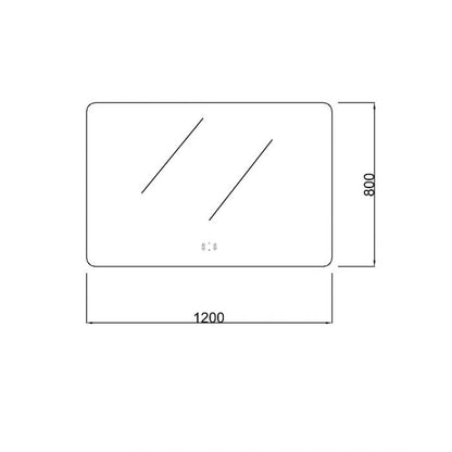 1200×800mm Curved Rim Rectangle 3 Color Backlit LED Mirror(Touchless Sensor Switch)