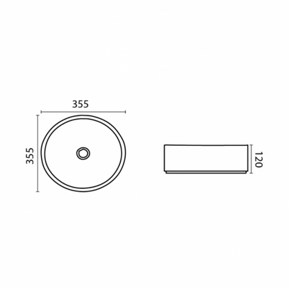 355*355*120mm Above Counter Basin Concrete grey Fine Ceramic Waste: 32mm Non Overflow