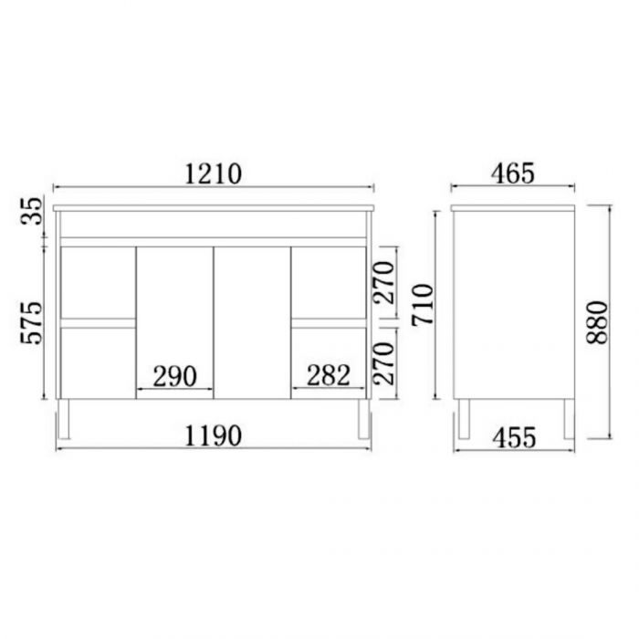 1200*460*525mm Polywood Concrete Grey Wall Hung Bathroom Vanity (Cabinet Only)