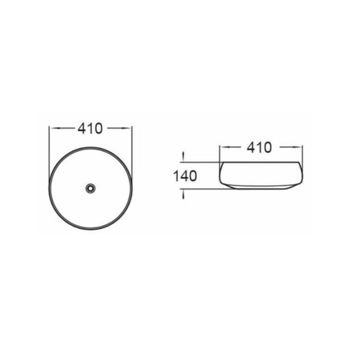 435*435*145mm Above Counter Basin Matte White and copper Waste: 32mm Non Overflow