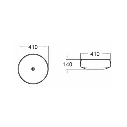 435*435*145mm Above Counter Basin Matte White and copper Waste: 32mm Non Overflow
