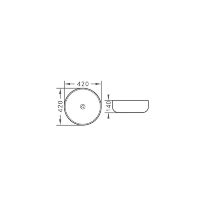 420*420*140mm Above Counter Basin Waste: 32mm Non Overflow Round R