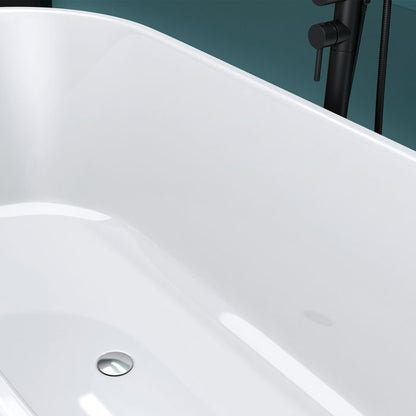 1500mm Oval Gloss White Acrylic Free Standing Bathtub No Overflow