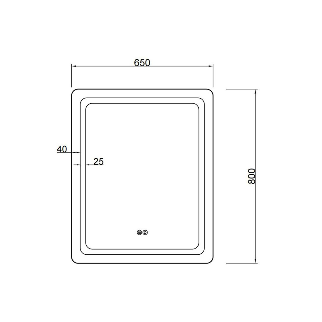 650x800 Rectangle Warm Light Frontlit LED Mirror (Touch Sensor Switch)