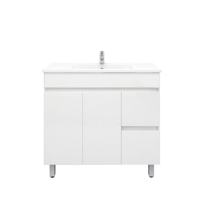 900L*850H*360(460)DMM Gloss White MDF Bathroom Vanity  Right/Left Drawers Free Standing