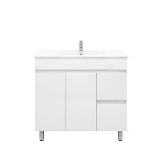 900L*850H*360(460)DMM Gloss White MDF Bathroom Vanity  Right/Left Drawers Free Standing