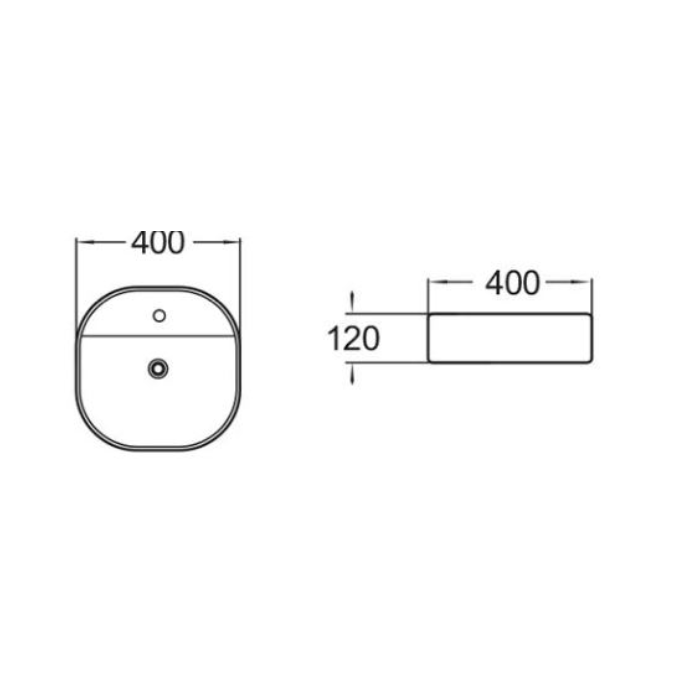 400*400*120mm Above Counter Basin Waste: 32mm Non Overflow