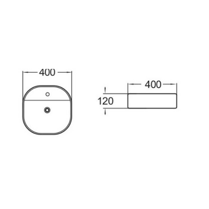 400*400*120mm Above Counter Basin Waste: 32mm Non Overflow