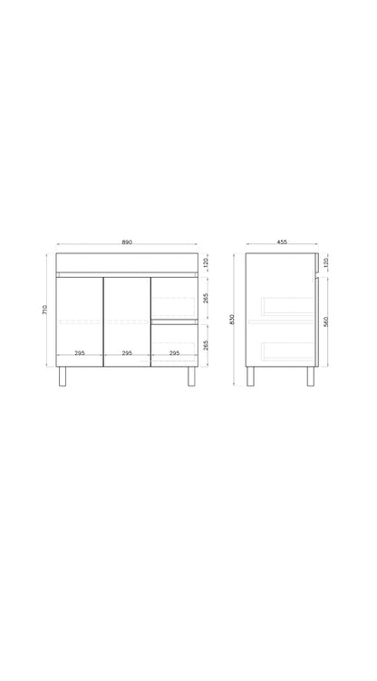 900L*850H*460DMM Gloss White PVC Bathroom Vanity Free Standing